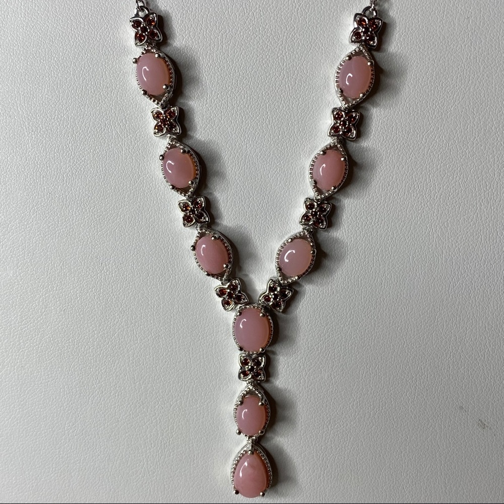 Pink Opal and Mozambique Garnet Floral Necklace